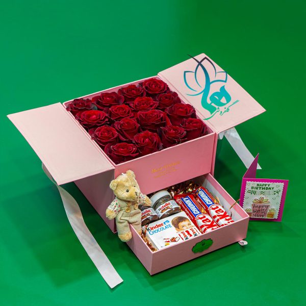 خرید باکس گل رز و شکلات برای ولنتاین