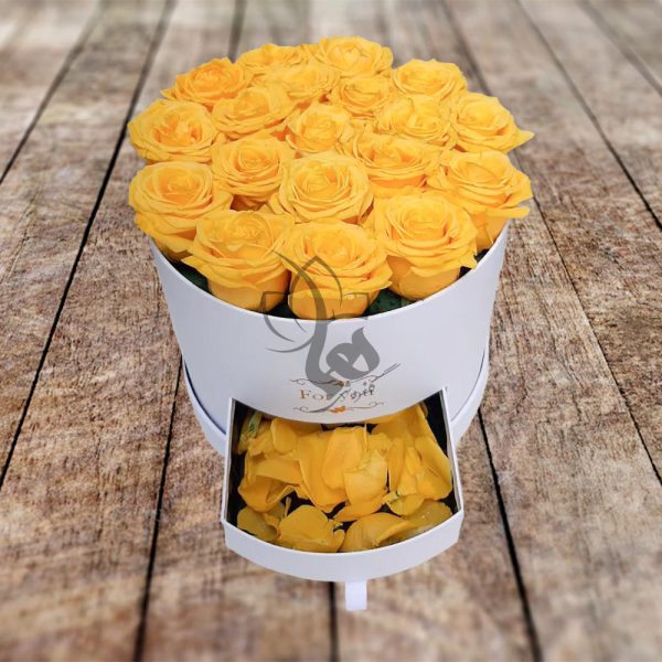 باکس گل رز هلندی زرد - قیمت باکس گل رز زرد